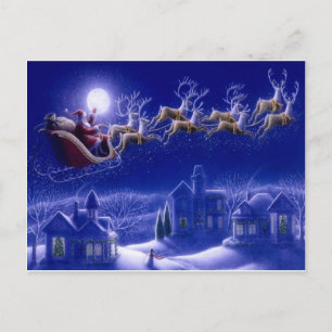 God jul Santa och Hans Sleigh Helg Vykort