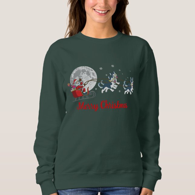 God jul Santa och Husky's T Shirt (Framsida)