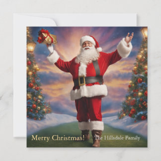 God jul Santa och Julgranar Julkort