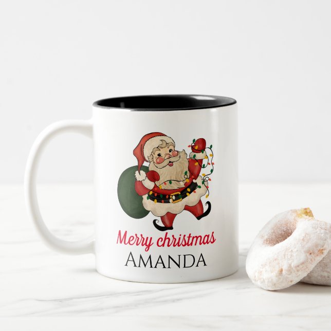 God jul Santa och presenter Två-Tonad Mugg (Med munk)