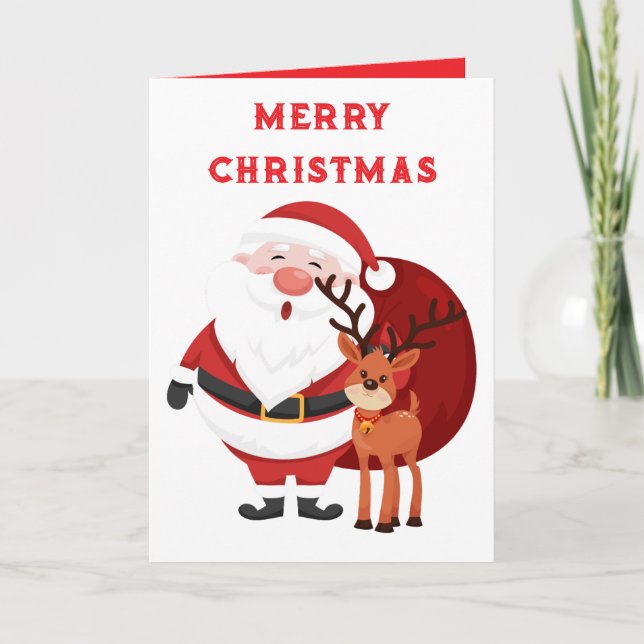 GOD JUL SANTA OCH REINDEER KORT (Framsida)