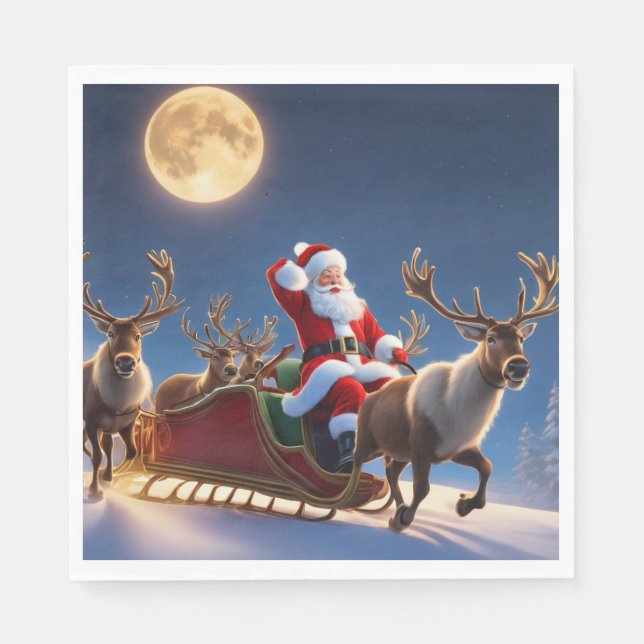 God jul Santa och Reindeer Pappersservett (Framsidan)