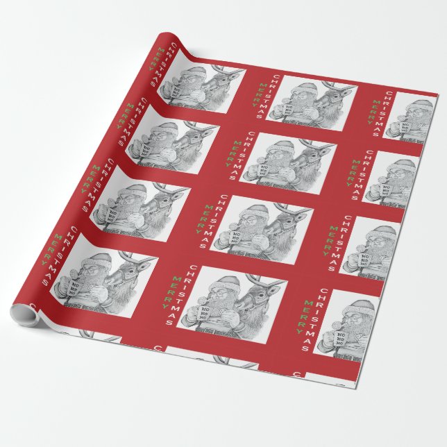 God jul Santa och Reindeer Presentpapper (Utrullad)