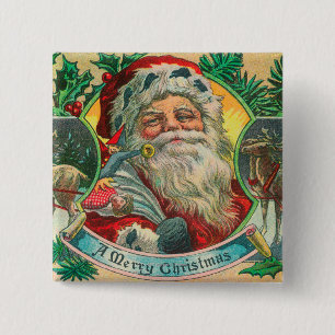 God jul Santa och renplats Knapp