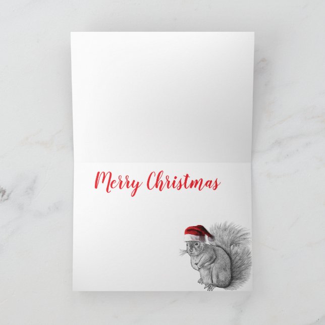 God jul Santa och Squirrel Tack Kort (Inuti)