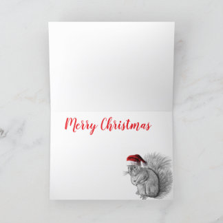 God jul Santa och Squirrel Tack Kort