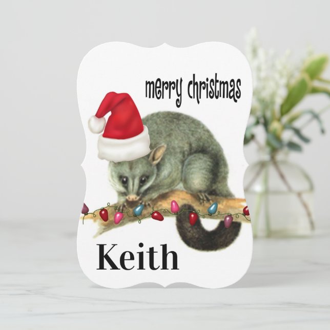 God jul Santa Opossum-platta gratulationskort Kort (Stående Fram)