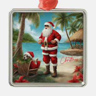 God jul Santa på Tropical Island Julgransprydnad Metall