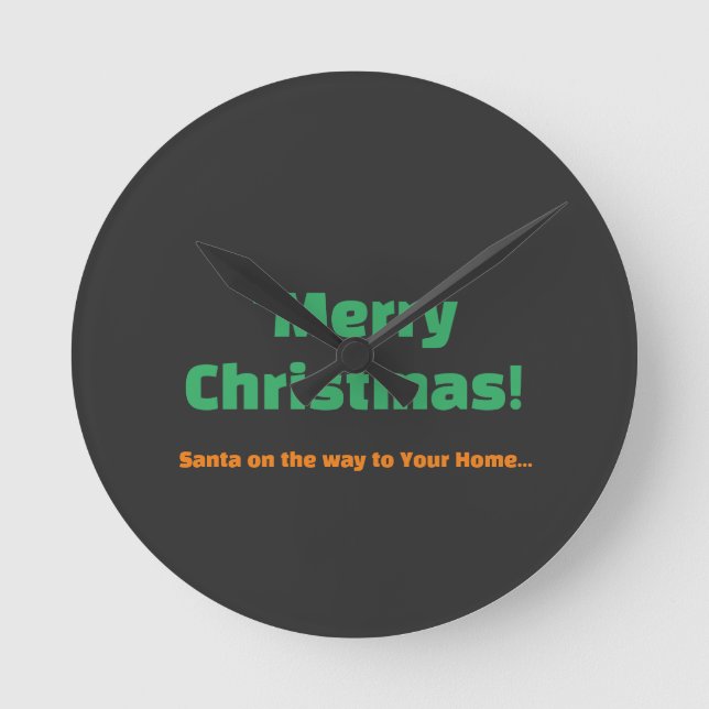 God jul Santa på vägen till din hemtext Rund Klocka (Framsida)