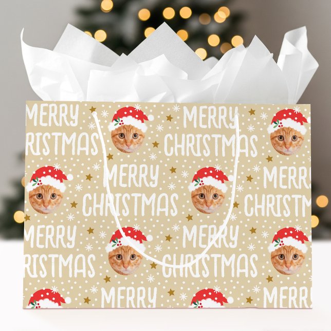God jul Santa Photo Cute Ansikte Beige (Skapare uppladdad)