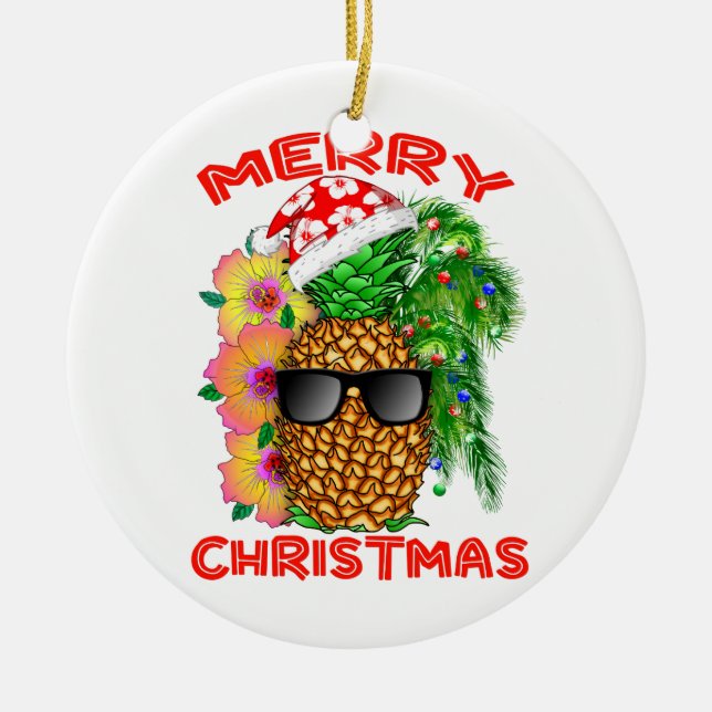 God jul Santa Pineapple Julgransprydnad Keramik (Framsidan)