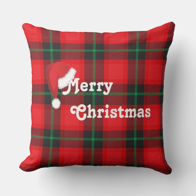 God jul Santa Play Tartan Mönster Kudde (Framsida)