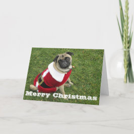 god jul Santa Pug Helgkort