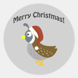 God jul! Santa Quail Runt Klistermärke