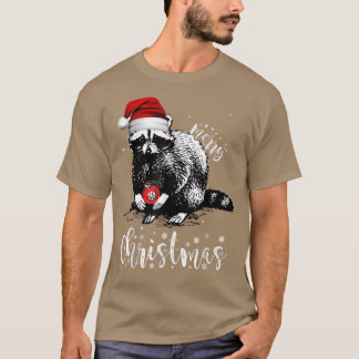 God jul Santa Raccoon Julafton Ljus T Shirt