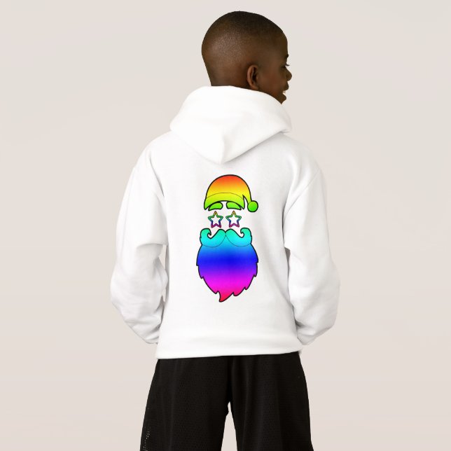 God jul Santa Rainbow Hoodie T Shirt (Hel baksida)
