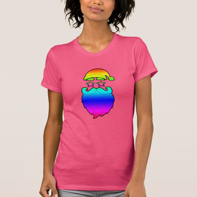 God jul Santa Rainbow T-Shirt (Framsida)