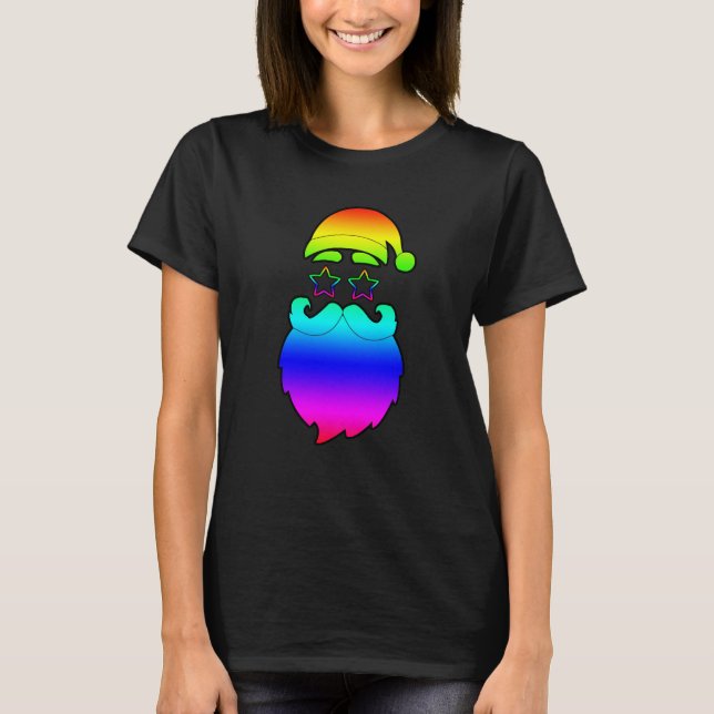 God jul Santa Rainbow T Shirt (Framsida)
