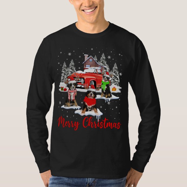 God jul Santa Reindeer Bernese Mountain Wi T Shirt (Framsida)