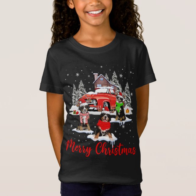 God jul Santa Reindeer Bernese Mountain Wi T Shirt (Framsida)