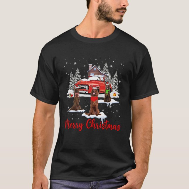God jul Santa Reindeer Irish Setter with R T Shirt (Framsida)