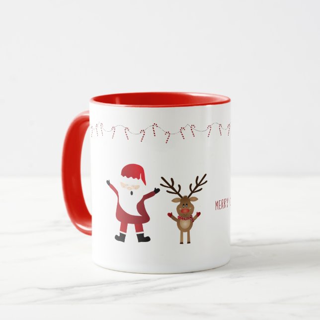 God jul Santa Reindeer Polkagrisar Red Mugg (Framsida vänster)