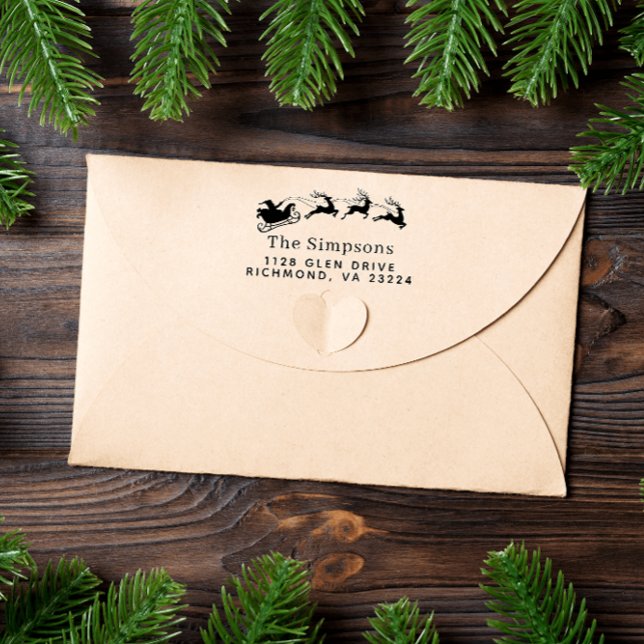 God jul Santa Reindeer Returadress Självfärgande Stämpel (Skapare uppladdad)