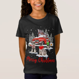God jul Santa Reindeer Schnauzer med rött T Shirt