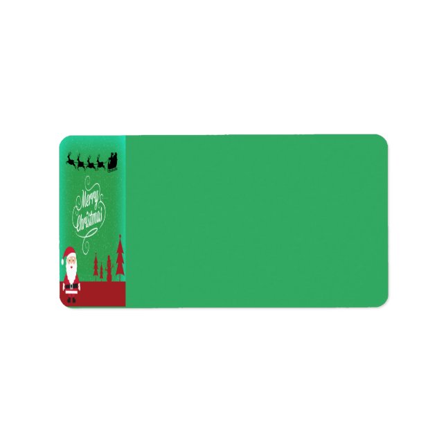 God jul Santa Reindeer Snöflingor Grönt Adressetikett (Framsidan)