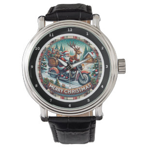 God Jul Santa Renhjul Motorcykel Armbandsur