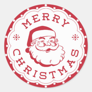God jul Santa Round Sticker Runt Klistermärke