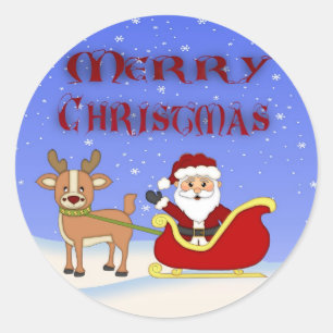 God jul Santa Round Stickers Runt Klistermärke