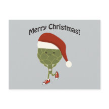 God Jul! Santa Running Artichoke