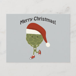 God Jul! Santa Running Artichoke Helg Vykort