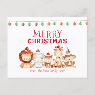 God jul, Santa Safari Animals Helg Vykort