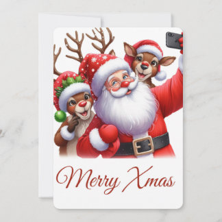 God jul, Santa selfie gratulationskort Julkort