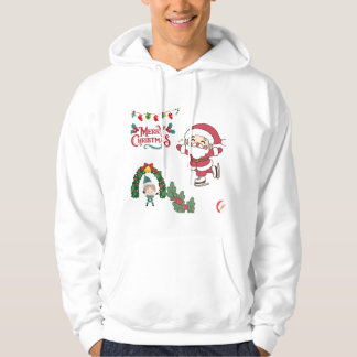 God jul Santa Skater Kids Helgdag Roligt Hoodie
