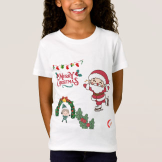 God jul Santa Skater Kids Helgdag Roligt T Shirt