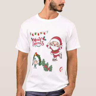 God jul Santa Skater Kids Helgdag Roligt T Shirt