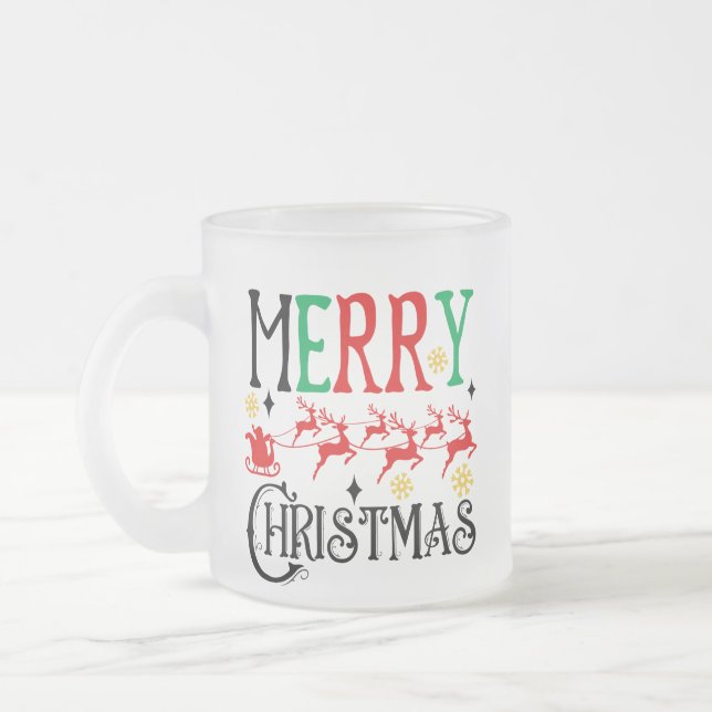 God jul Santa Sleigh-61049 T-Shirt Frostad Glasmugg (Vänster)