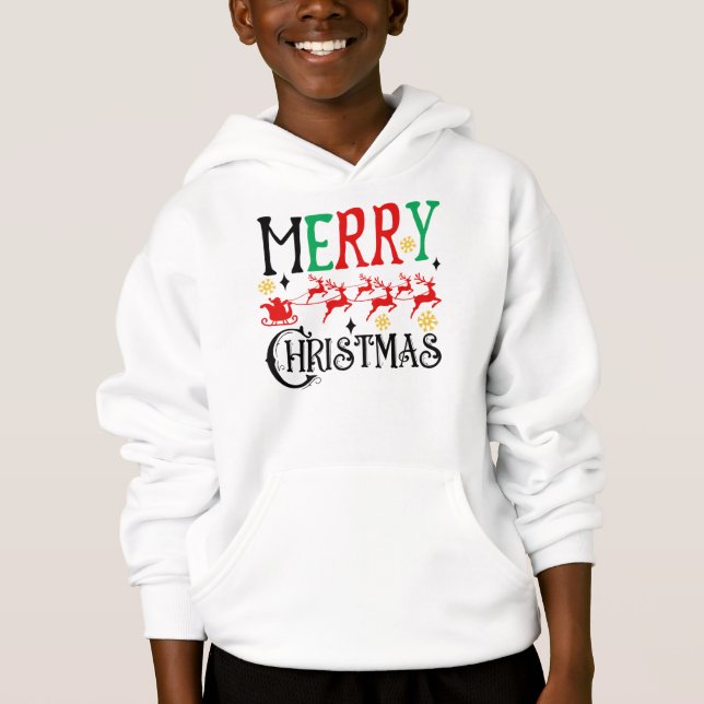 God jul Santa Sleigh-61049 T-Shirt Hoodie (Framsida)