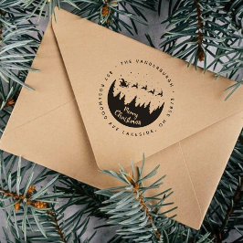 God jul Santa Sleigh Anpassningsbar Returadress Självfärgande Stämpel