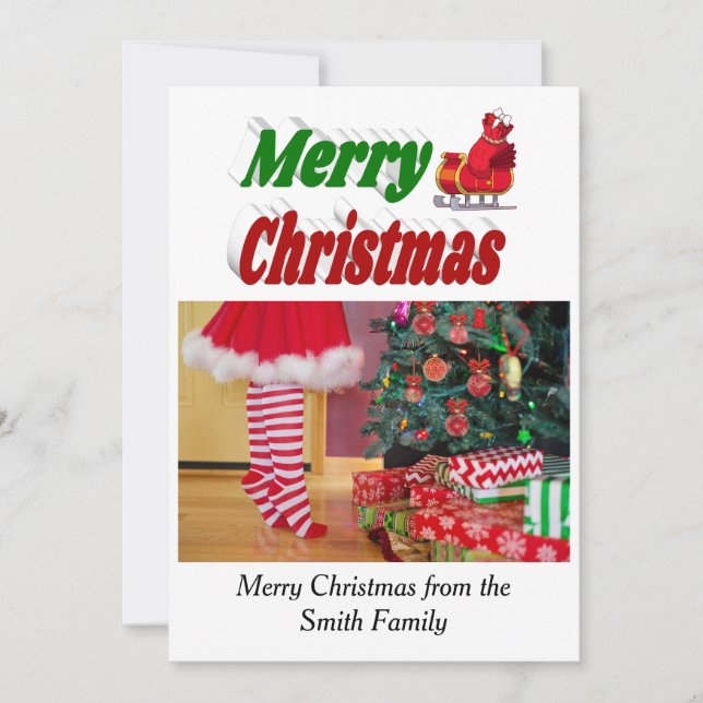 God jul Santa Sleigh-fototypografi Julkort (Framsida)