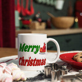 God jul Santa Sleigh halv typografi Kaffemugg