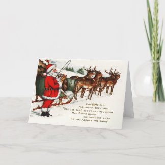 God jul Santa Sleigh Reindeer Helgdag Helgkort