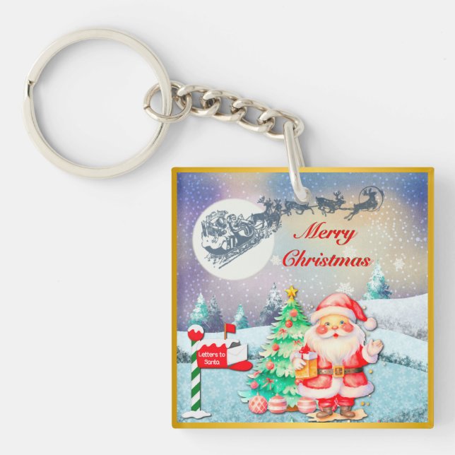 God jul Santa, Sleigh, Reindeer, Snowflake (Framsidan)