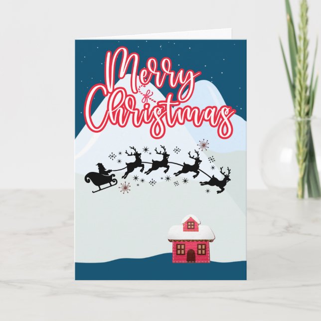 God jul Santa sleigh-renar i snö Kort (Framsida)