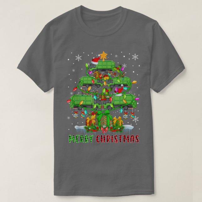 God jul Santa Sopor Lastbilar Julafton Träd Lig T Shirt (Design framsida)