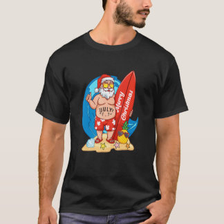 God jul Santa Surfer sommarjul in T Shirt