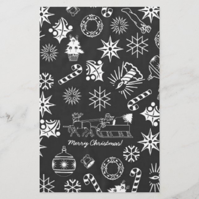 God jul Santa Symbols, Black and White Brevpapper (Framsida)